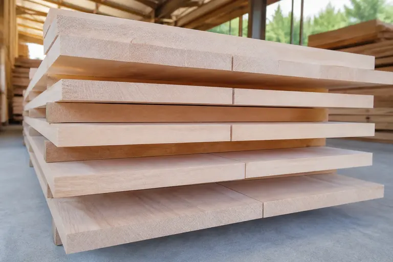 Stacked beech timber for further processing Stacked beech timber for further processing
